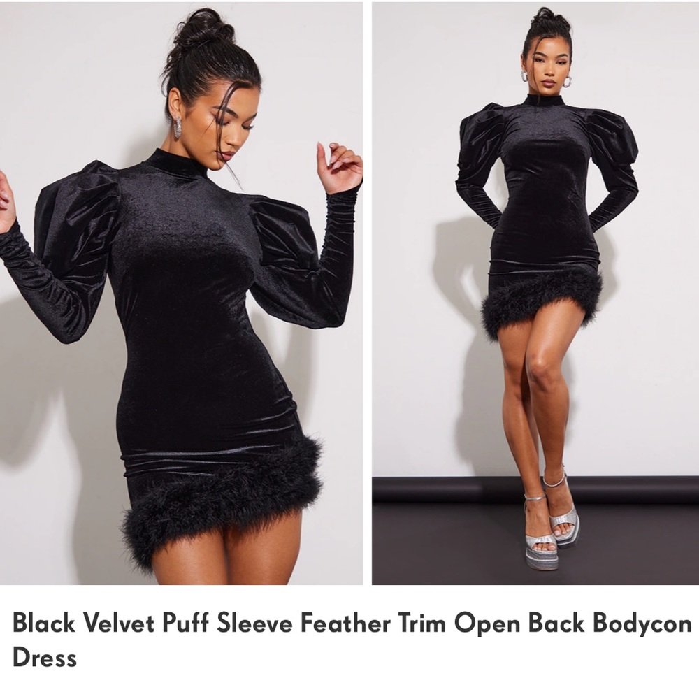 PLT Velvet Puff Sleeve Dress!